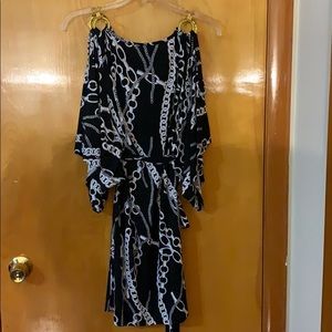 Cache Dresses - CACHE CHAIN OPEN SLEEVES BLACK AND WHITE DRESS Cache Dresses - CACHE CHAIN OPEN SLEEVES BLACK AND WHITE DRESS